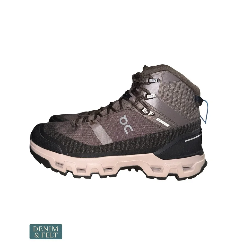 NEW On Cloudrock Trek WP Waterproof Hiking Boots Shoe Mens 12 Ash Fog